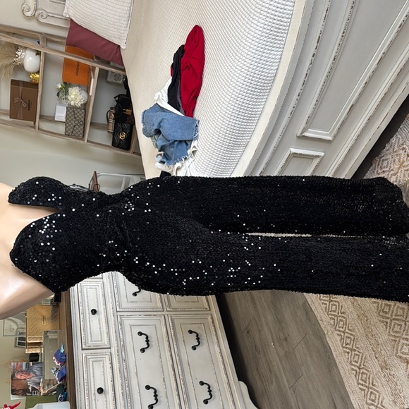 HYFVE Black Sequin Jumpsuit with Sweetheart Neckline - Picture 3 of 5